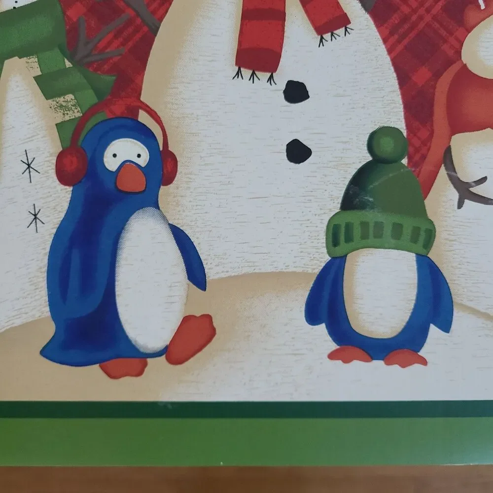 Holiday Time Vinyl Holiday Placemats Snowman And Penguin Print Set Of Four